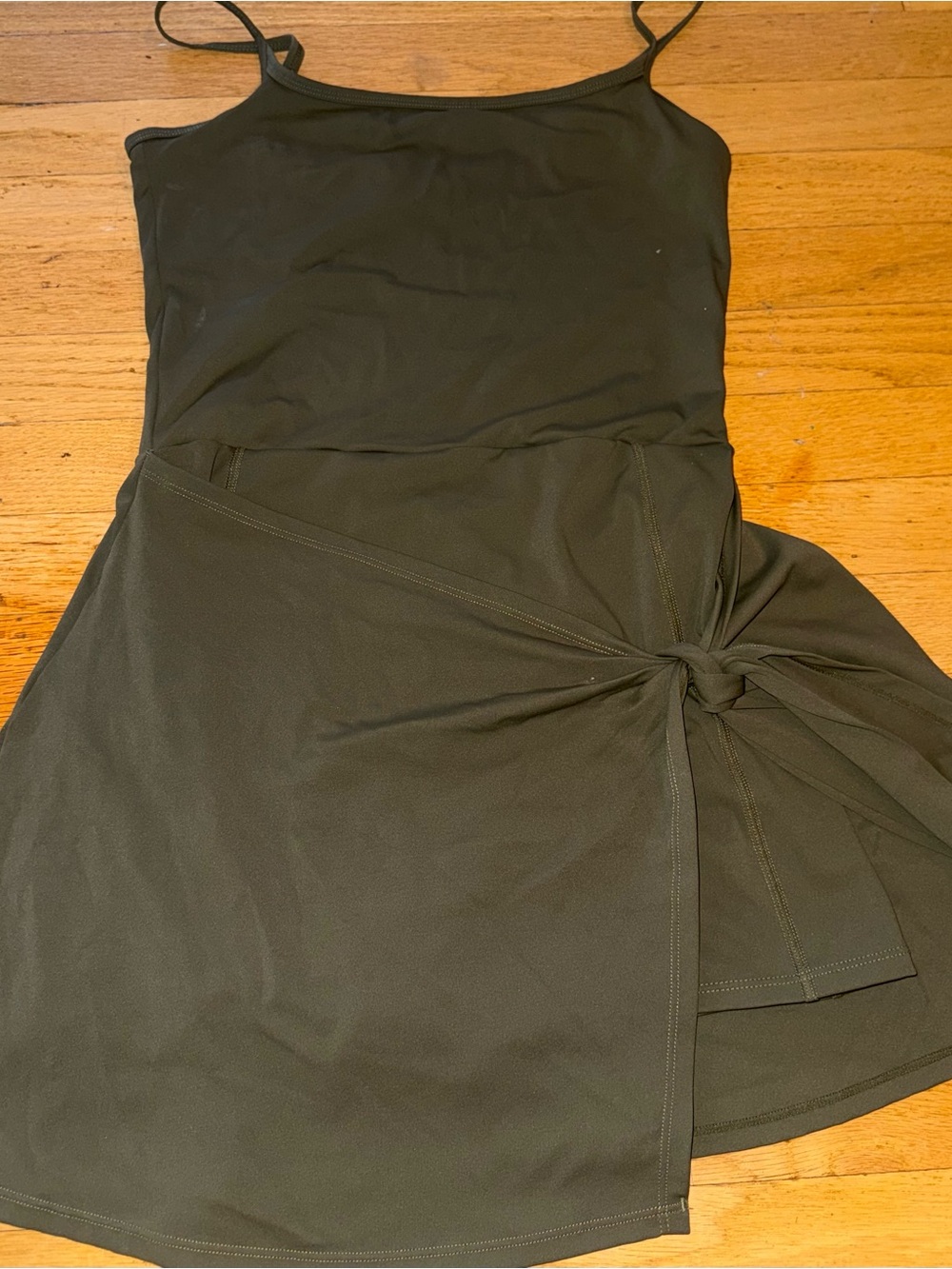 Women’s Asymmetrical Spaghetti Strap Dress in Olive Green